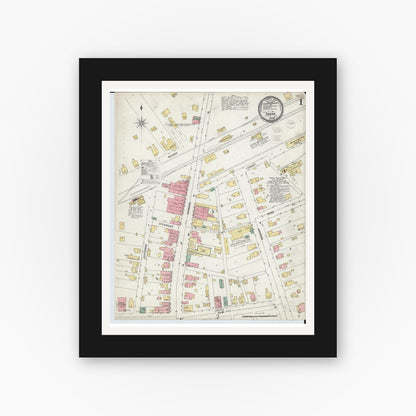 Old map wall art mockup — black gallery frame with white mat — Sanborn Fire Insurance Map from Sabina, Clinton County, Ohio (1899) - Complete Map Set