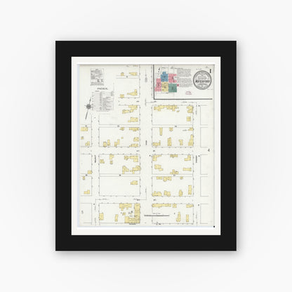 Old map wall art mockup — black gallery frame with white mat — Sanborn Fire Insurance Map from Waterford, Erie County, Pennsylvania (1911) - Complete Map Set