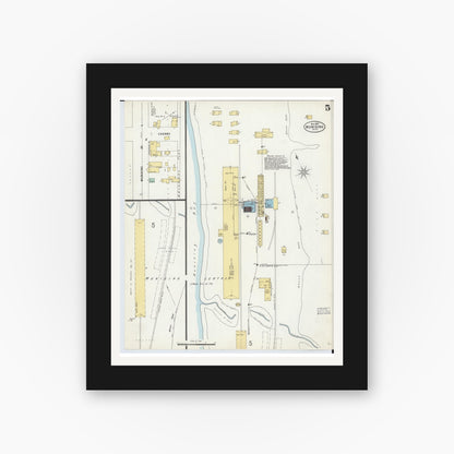 Old map wall art mockup — black gallery frame with white mat — Sanborn Fire Insurance Map from Munising, Alger County, Michigan (1897), Sheet #0005