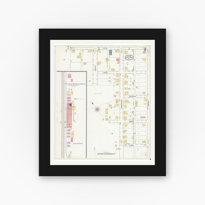 Old map wall art mockup — black gallery frame with white mat — Sanborn Fire Insurance Map from Bolivar, Westmoreland County, Pennsylvania (1909), Sheet #0004