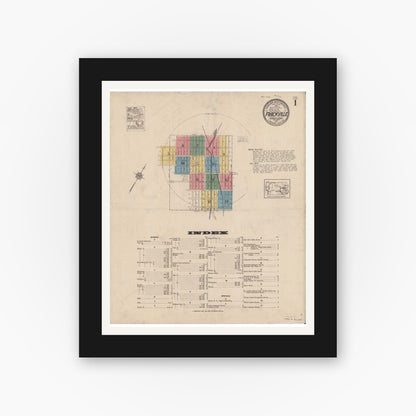 Old map wall art mockup — black gallery frame with white mat — Sanborn Fire Insurance Map from Frackville, Schuylkill County, Pennsylvania (1921) - Complete Map Set