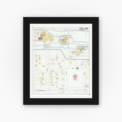 Old map wall art mockup — black gallery frame with white mat — Sanborn Fire Insurance Map from Appleton, Outagamie County, Wisconsin (1901), Sheet #0035