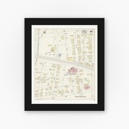 Old map wall art mockup — black gallery frame with white mat — Sanborn Fire Insurance Map from Rome, Oneida County, New York (1914), Sheet #0016