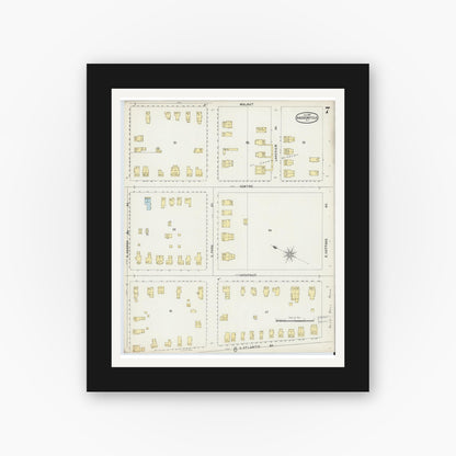 Old map wall art mockup — black gallery frame with white mat — Sanborn Fire Insurance Map from Haddonfield, Camden County, New Jersey (1897), Sheet #0007