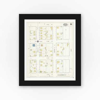 Old map wall art mockup — black gallery frame with white mat — Sanborn Fire Insurance Map from Canyon, Randall County, Texas (1920), Sheet #0010