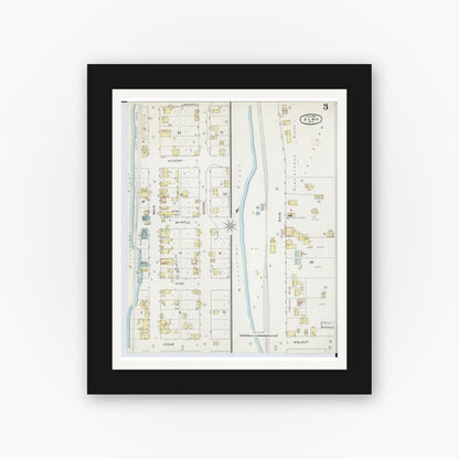 Old map wall art mockup — black gallery frame with white mat — Sanborn Fire Insurance Map from Alma, Buffalo County, Wisconsin (1894), Sheet #0003