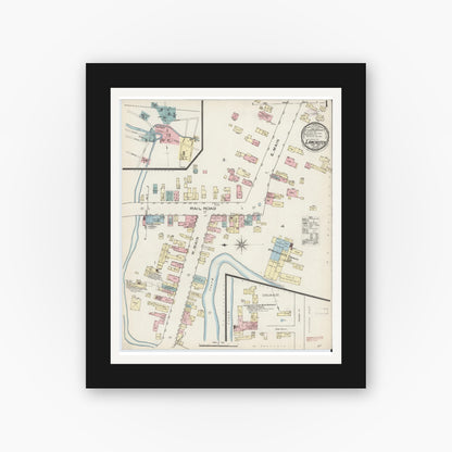 Old map wall art mockup — black gallery frame with white mat — Sanborn Fire Insurance Map from Lancaster, Erie County, New York (1885) - Complete Map Set