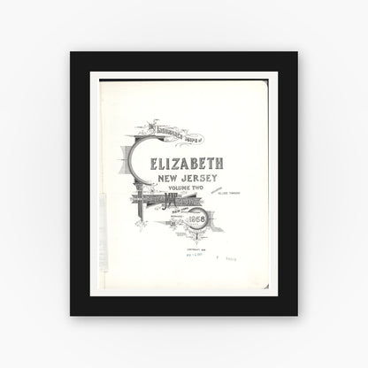 Old map wall art mockup — black gallery frame with white mat — Sanborn Fire Insurance Map from Elizabeth, Union County, New Jersey (1958), Sheet #0001