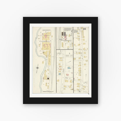 Old map wall art mockup — black gallery frame with white mat — Sanborn Fire Insurance Map from Punxsutawney, Jefferson County, Pennsylvania (1912), Sheet #0022