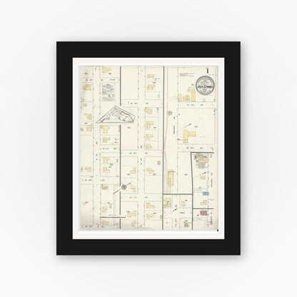 Old map wall art mockup — black gallery frame with white mat — Sanborn Fire Insurance Map from High Springs, Alachua County, Florida (1913), Sheet #0001