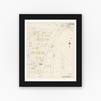 Old map wall art mockup — black gallery frame with white mat — Sanborn Fire Insurance Map from Daly City, San Mateo County, California (1918), Sheet #0003