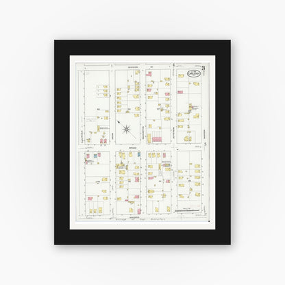Old map wall art mockup — black gallery frame with white mat — Sanborn Fire Insurance Map from Carlstadt, Bergen County, New Jersey (1909), Sheet #0003