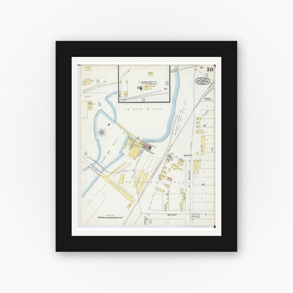 Old map wall art mockup — black gallery frame with white mat — Sanborn Fire Insurance Map from Alpena, Alpena County, Michigan (1895), Sheet #0010