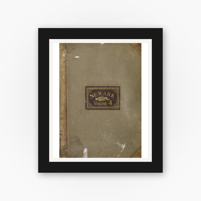 Old map wall art mockup — black gallery frame with white mat — Sanborn Fire Insurance Map from Newark, Essex County, New Jersey (1909), Sheet #0001