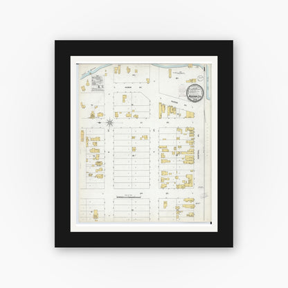 Old map wall art mockup — black gallery frame with white mat — Sanborn Fire Insurance Map from Mackinaw City, Cheboygan County, Michigan (1900) - Complete Map Set