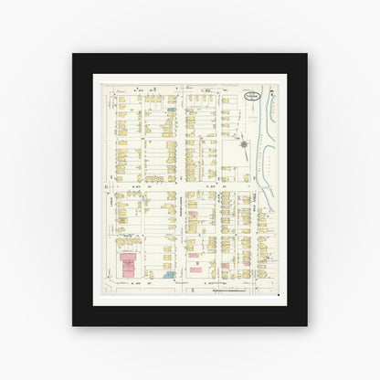 Old map wall art mockup — black gallery frame with white mat — Sanborn Fire Insurance Map from Tyrone, Blair County, Pennsylvania (1911), Sheet #0007