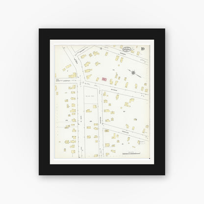 Old map wall art mockup — black gallery frame with white mat — Sanborn Fire Insurance Map from Fredonia, Chautauqua County, New York (1912), Sheet #0019