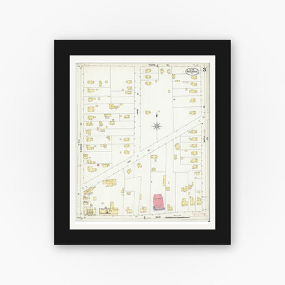 Old map wall art mockup — black gallery frame with white mat — Sanborn Fire Insurance Map from Patchogue, Suffolk County, New York (1902), Sheet #0003