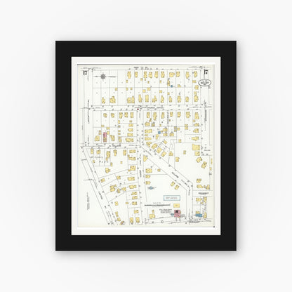 Old map wall art mockup — black gallery frame with white mat — Sanborn Fire Insurance Map from Beloit, Rock County, Wisconsin (1926), Sheet #0017