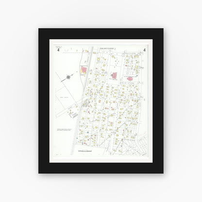 Old map wall art mockup — black gallery frame with white mat — Sanborn Fire Insurance Map from Morton, Tazewell County, Illinois (1940), Sheet #0004
