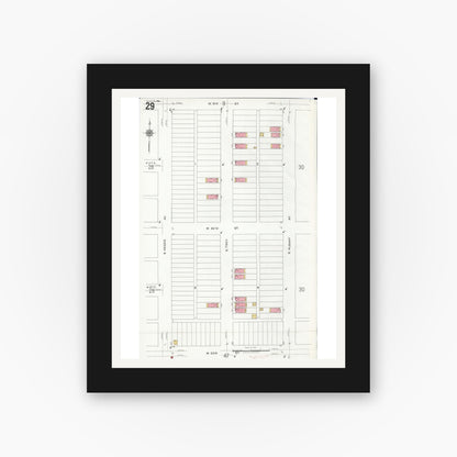 Old map wall art mockup — black gallery frame with white mat — Sanborn Fire Insurance Map from Chicago, Cook County, Illinois (1920), Sheet #0029