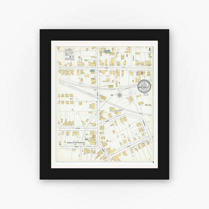 Old map wall art mockup — black gallery frame with white mat — Sanborn Fire Insurance Map from Miners Mills, Luzerne County, Pennsylvania (1903) - Complete Map Set