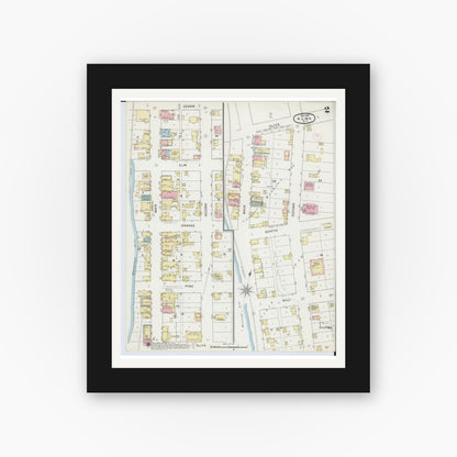 Old map wall art mockup — black gallery frame with white mat — Sanborn Fire Insurance Map from Alma, Buffalo County, Wisconsin (1894), Sheet #0002