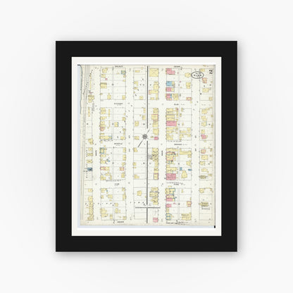 Old map wall art mockup — black gallery frame with white mat — Sanborn Fire Insurance Map from Alma, Buffalo County, Wisconsin (1910), Sheet #0002