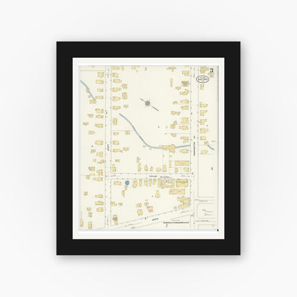 Old map wall art mockup — black gallery frame with white mat — Sanborn Fire Insurance Map from Oxford, Chenango County, New York (1910), Sheet #0003