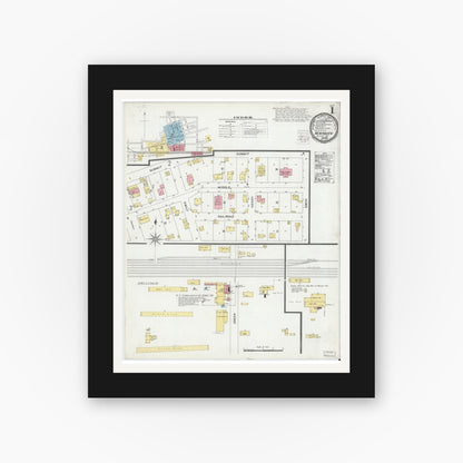 Old map wall art mockup — black gallery frame with white mat — Sanborn Fire Insurance Map from New Haven, Allen County, Indiana (1900) - Complete Map Set