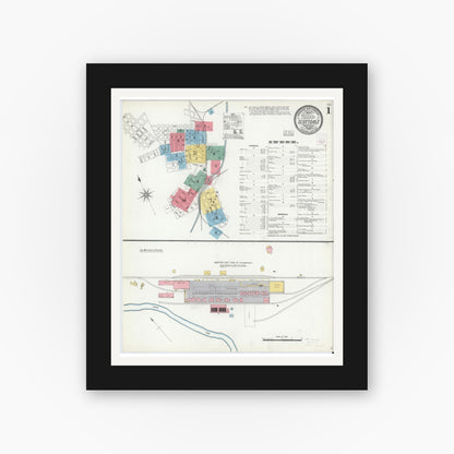 Old map wall art mockup — black gallery frame with white mat — Sanborn Fire Insurance Map from Scottdale, Westmoreland County, Pennsylvania (1903) - Complete Map Set