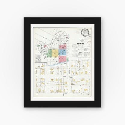 Old map wall art mockup — black gallery frame with white mat — Sanborn Fire Insurance Map from Henry, Marshall County, Illinois (1899) - Complete Map Set