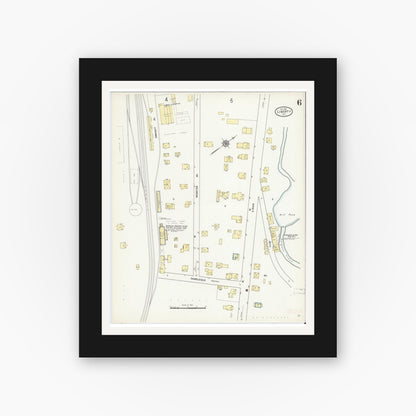 Old map wall art mockup — black gallery frame with white mat — Sanborn Fire Insurance Map from Liberty, Sullivan County, New York (1911), Sheet #0006