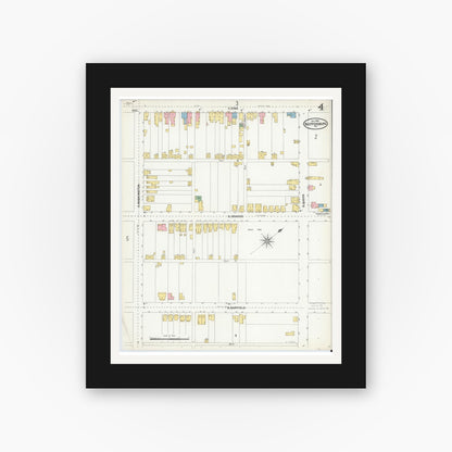Old map wall art mockup — black gallery frame with white mat — Sanborn Fire Insurance Map from Shippensburg, Cumberland And Franklin Counties, Pennsylvania (1904), Sheet #0004