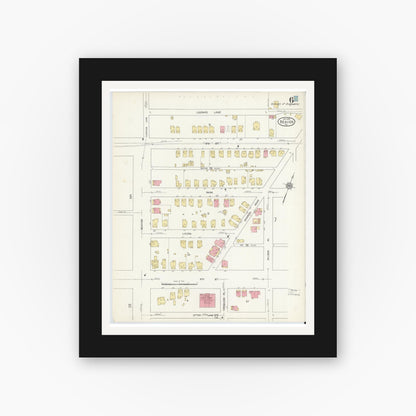 Old map wall art mockup — black gallery frame with white mat — Sanborn Fire Insurance Map from Beaver, Beaver County, Pennsylvania (1912), Sheet #0006