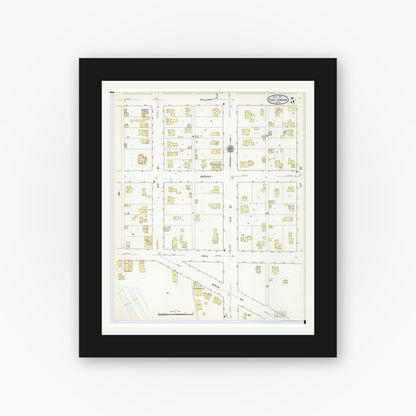 Old map wall art mockup — black gallery frame with white mat — Sanborn Fire Insurance Map from East Jordan, Charlevoix County, Michigan (1912), Sheet #0005