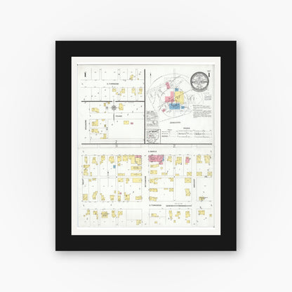 Old map wall art mockup — black gallery frame with white mat — Sanborn Fire Insurance Map from North Lewisburg, Champaign County, Ohio (1926), Sheet #0001