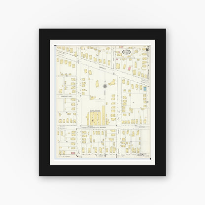 Old map wall art mockup — black gallery frame with white mat — Sanborn Fire Insurance Map from Newark, Licking County, Ohio (1912), Sheet #0010