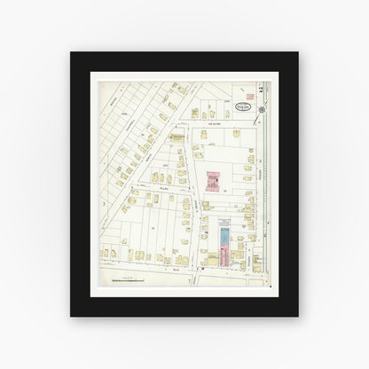 Old map wall art mockup — black gallery frame with white mat — Sanborn Fire Insurance Map from Oneida, Madison County, New York (1914) - Complete Map Set
