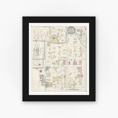 Old map wall art mockup — black gallery frame with white mat — Sanborn Fire Insurance Map from Dallas City, Hancock County, Illinois (1906) - Complete Map Set
