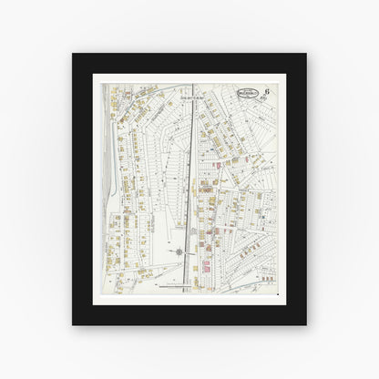 Old map wall art mockup — black gallery frame with white mat — Sanborn Fire Insurance Map from Turtle Creek Valley, Allegheny County, Pennsylvania (1919), Sheet #0006