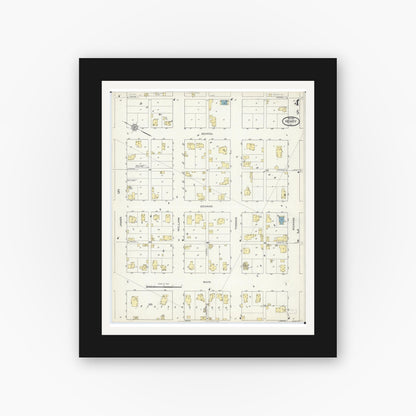Old map wall art mockup — black gallery frame with white mat — Sanborn Fire Insurance Map from Henry, Marshall County, Illinois (1913), Sheet #0004