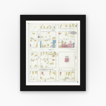 Old map wall art mockup — black gallery frame with white mat — Sanborn Fire Insurance Map from Centreville, Saint Joseph County, Michigan (1921), Sheet #0002