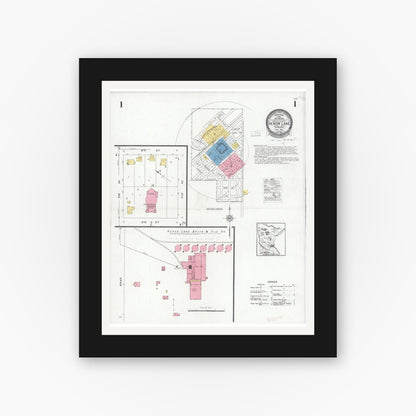 Old map wall art mockup — black gallery frame with white mat — Sanborn Fire Insurance Map from Heron Lake, Jackson County, Minnesota (1926) - Complete Map Set