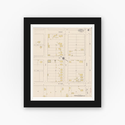 Old map wall art mockup — black gallery frame with white mat — Sanborn Fire Insurance Map from King City, Monterey County, California (1919), Sheet #0002