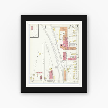 Old map wall art mockup — black gallery frame with white mat — Sanborn Fire Insurance Map from Ashland, Ashland County, Ohio (1911), Sheet #0005