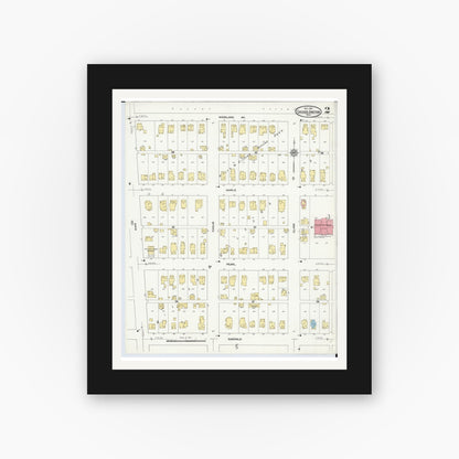 Old map wall art mockup — black gallery frame with white mat — Sanborn Fire Insurance Map from Chicago Junction, Huron County, Ohio (1911), Sheet #0002