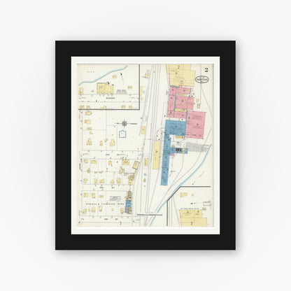 Old map wall art mockup — black gallery frame with white mat — Sanborn Fire Insurance Map from Hartford, Washington County, Wisconsin (1913), Sheet #0002