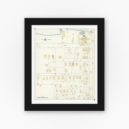 Old map wall art mockup — black gallery frame with white mat — Sanborn Fire Insurance Map from Saint Clair, Saint Clair County, Michigan (1913), Sheet #0002