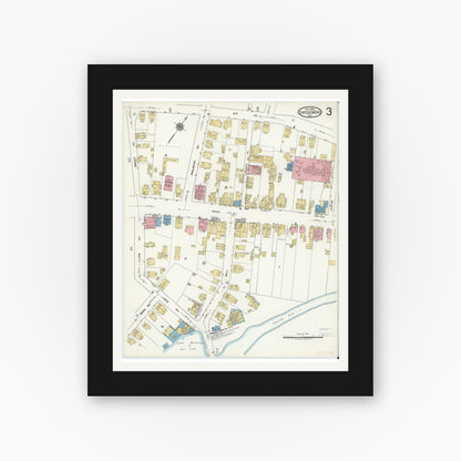 Old map wall art mockup — black gallery frame with white mat — Sanborn Fire Insurance Map from Swedesboro, Gloucester County, New Jersey (1920), Sheet #0003